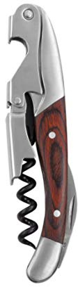 Twine Double Hinged Waiters Corkscrew Wine Opener with Built-in Bottle Opener and Foil Cutter, Durable Stainless Steel with Wood Handle, Home Bar, Kitchen, Travel, Gifts for Wine Lovers, Set of 1