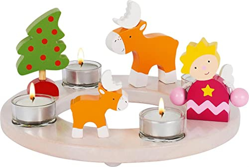 goki 60917- Kerzenkranz für Ostern und Weihnachten aus Holz