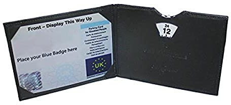 NRS Healthcare Blue Badge Leather Wallet/Disabled Parking Permit Holder with Clock (Eligible for VAT relief in the UK)
