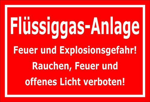Melis-Folienwerkstatt Schild Flüssiggas-Anlage - Feuer Explosionsgefahr – 30x20 cm – Aufkleber – mehrere Größen/Materialien