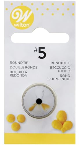 Wilton Decorating Tip, Douille à Pâtisserie, #005 Round Carded | Douille en inox, Réutilisable, Pour décorer gâteaux et cupcakes, Compatible lave-vaisselle