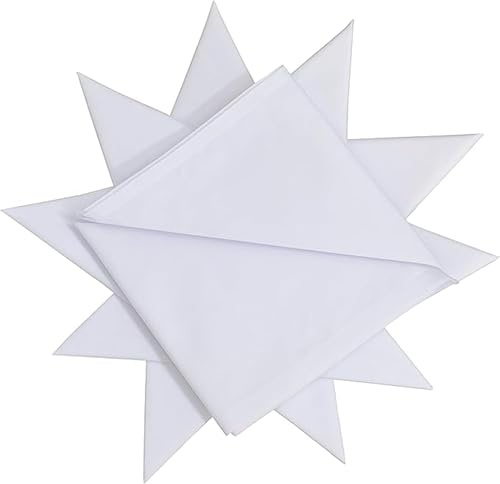 DUDU N GIRLIE Paquete de 12 pañuelos 100% algodón Blanco para Hombre, 40 cm x 40 cm