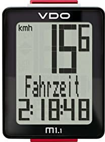 VDO M1.1 WR digitaler Fahrradcomputer Tacho Kabel , Mehrfarbig (Schwarz/Rot) , Einheitsgröße