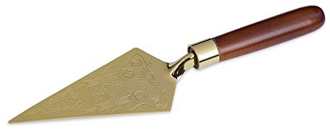 Trowel with Wood Handle and Decorated Gold Blade Masonic Gift