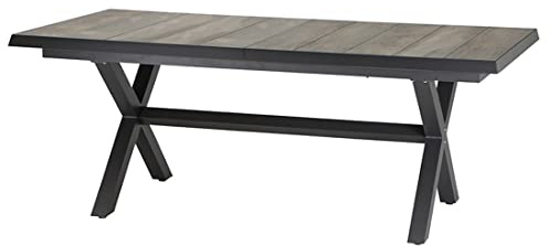 Siena Garden Sincro Ausziehtisch, anthrazit/Natur-grau, Alu/Keramik, 205/265x103 cm
