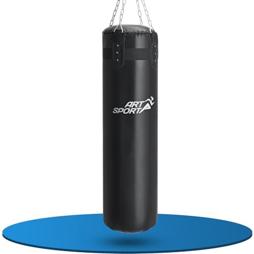 ArtSport Boxsack Set 30 kg gefüllt, Box Set mit 4-Punkt-Stahlkette & Drehwirbel - für Erwachsene, Boxsack hängend 120 cm für Boxen & Kickboxen