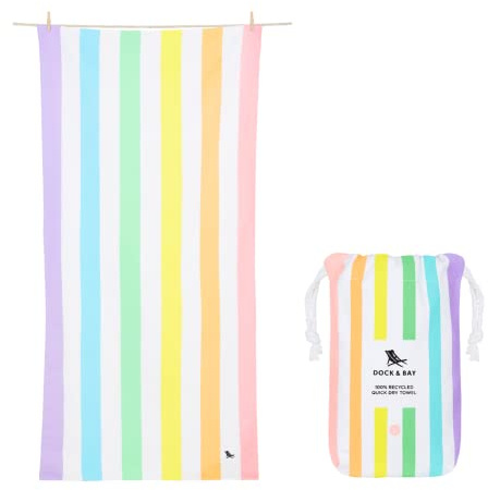 Dock & Bay Quick Dry Beach Towel - Summer - Unicorn Waves, Extra Large | Sand-Resistant, Includes Travel Bag, Lightweight & Compact, 100% Recycled DryQ Fabric, Extra Large (200x90cm, 78x35)