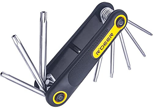 Juego de llaves hexagonales Torx 8 en 1, plegables, antimanipulaciones, para bolsillo R'deer portátil, seguridad Torx hexagonal, herramientas de tamaño T-9 a T-40