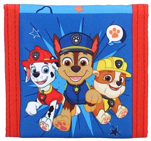 Paw Patrol Teamwork, Geldbörse, Faltbares Portemonnaie aus strapazierfähigem Polyester mit Klettverschluss. Scheinfach, Münzfach mit Reißverschluss, Vadobag VB27598, 10 x 10 cm