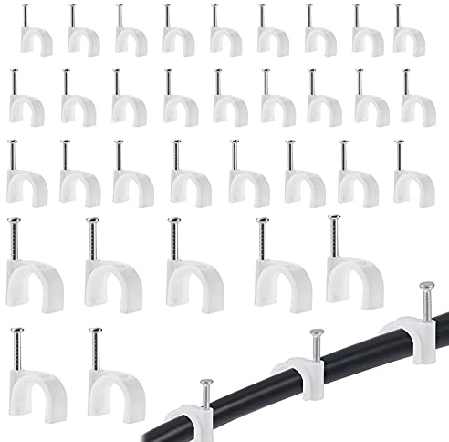 400Pcs Cable Clips, Cable Clips White 4mm 6mm 8mm 10mm, Used for ethernet Cable, Telephone line, TV Cable (White-4/6/8/10mm)