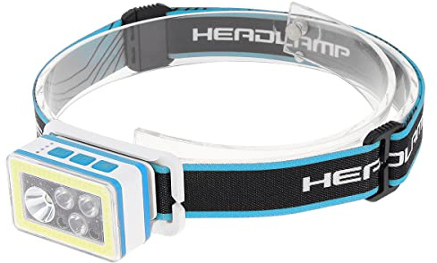 SecurityIng 2000LM Capteur Inductif Commutateur Lampe Frontale USB Rechargeable Batterie Intégrée avec 11 Modes d'éclairage Convient pour Camping/Extérieur/Pêche de Nuit/Aventure en Plein Air