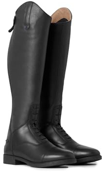 HORZE Rover Kids' Tall Field Boots, Starter Horse Riding Boots with Stretchy Easy-Fit Synthetic Leather and Rear Zipper - Black - 6