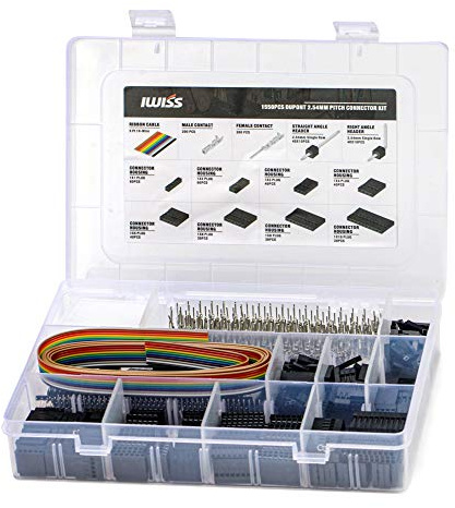IWISS 1550PCS 2.54mm Pitch Dupont Connector Kit, Includes Pin Headers, Jumper Wire, Crimp Pins for RC Servo, Arduino, SMT, SATA, EPS, PCIe, Battery Balancer