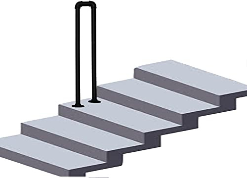 Wrought Iron Handrail for Outdoor Indoor Steps U-Shaped Stair Transitional Handrails Anti-Slip Grab Rails Black Stair Rail Hand Rails Railing for Garden Corridor Support Bar (95CM)
