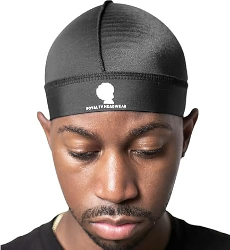 Royalty Headwear Silky Wave Cap for 360, 540 & 720 Waves, Soft Breathable Durag Skull Cap Beanie for Men (US, Alpha, One Size, Black)