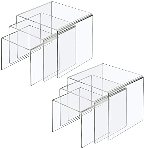 Boxalls 2 Set Acryl Display Risers, Klare Produktstände für Sammlungen, Schmuck Display Riser Regal Showcase für Cupcake Candy Dessert Tischdekorationen