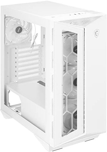 MSI MPG GUNGNIR 110R White – Boîtier PC de Jeu Moyen de qualité supérieure – Panneau latéral en Verre trempé – Ventilateurs ARGB 120 mm – Support de Refroidissement Liquide jusqu'à 360 mm – Boîtier