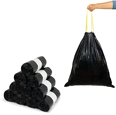 STABILE Müllsäcke 60L MIT ZUGBAND EXTRA BREIT Schwarz 67x73 cm (2 bis 40 Rollen wählbar) (60L : 8 Rollen á25)