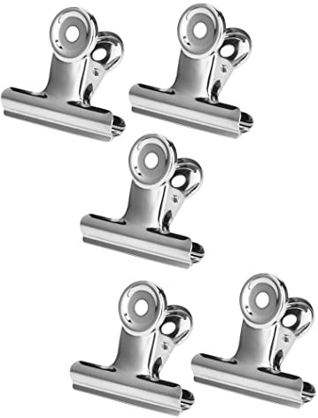 5 Stück kleine Verschlussclips Metall | 75mm Tüten Clips | Brief Klammern aus Edelstahl mit starker Federkraft | Lebensmittelbeutel Verschlussklammern | Metallklemmen für EIN luftdichtes Abschließen