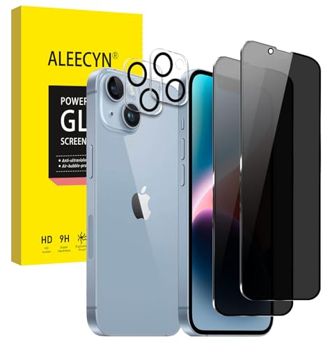 Aleecyn [2+2] 2 Stück Sichtschutz Schutzfolie Für iPhone 14 mit 2 Stück Kamera Panzerfolie,Anti-Spy Schutzglas,Anti-Kratzen Displayschutzfolie