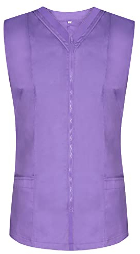 Misemiya - VÊTEMENTS DE Travail Femme sans Manches Blanc/Noir Uniforme Clinique HÔPITAL Nettoyage VÉTÉRINAIRE SANTÉ HÔTELLERIE Ref: 818