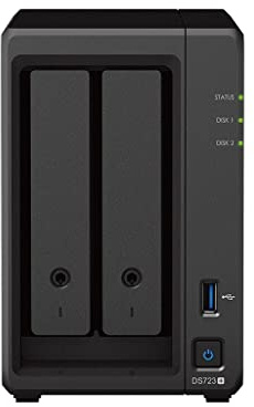 Synology DS723+ 2-Bay Diskstation NAS (AMD Ryzen™ 4 Threads R1600 Dual-Core 2GB Ram 2xRJ-45 1GbE LAN-Port), 16TB Bundle mit 2 x 8TB WD Red Plus NAS HDDs