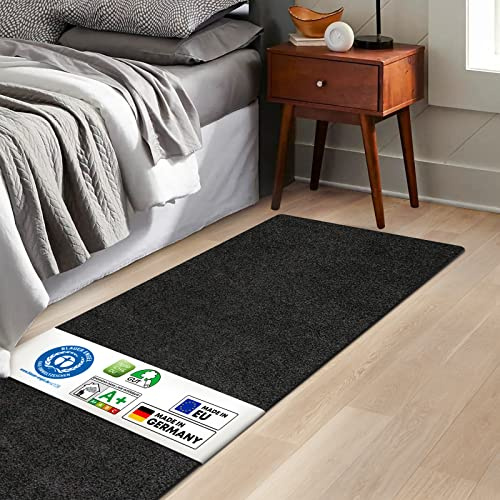 KARAT Bettvorleger Barcelona - Shaggy Bettumrandung - Teppich Läufer für Schlafzimmer Wohnzimmer - Flauschiger Teppichläufer (80 x 120 cm, Schwarz)