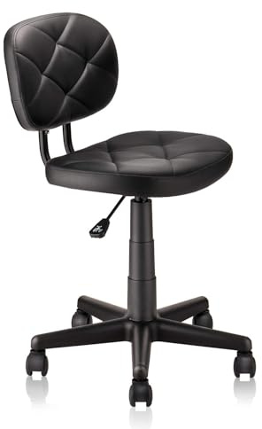 KLASIKA Swivel Stool Chair with PU Leather Backrest Adjustable Height, Round Rolling Stool for Salon Tattoo Work Kitchen Office Desk Garage Massage Black