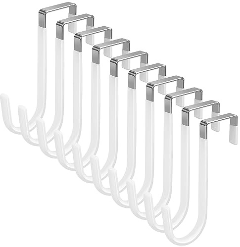 Türhaken, Türhaken, weiße Gummi-Oberfläche, verhindert Kratzer, Türhaken für Badezimmer, Wohnzimmer, Küche, hängende Kleidung, Handtücher, Taschen, 10 Stück
