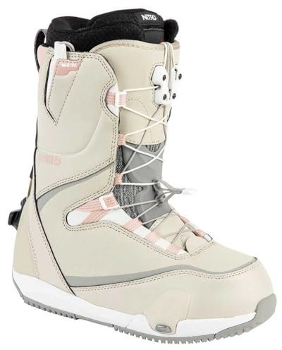 Nitro Cave TLS Step On All Mountain Freestyle Freeride Sistema de Cordones rápidos Barco de Snowboard, Mujeres, Arena Rosa, 23.5