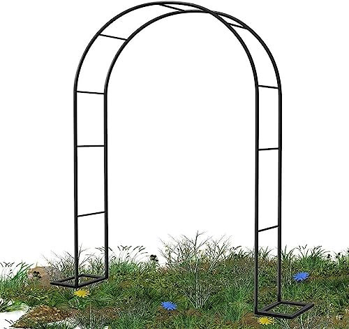 MISKYN Rosenbogen Aus Edelstahl, Gartenbogen Aus Metall, Garten Torbogen Rankgitter Rosenhilfe, Wetterbeständig Rankhilfe Spalier,Grün,W2.4M*H2.2M