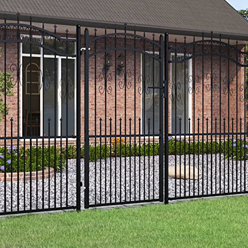SECOLI Metallzaun Gartenzaun mit Speerspitzen Schmuckzaun Zaun Zaunelemente Stahlzaun Gitterzaun Zaunfeld Tor Stahlzaun-103 x 225 cm