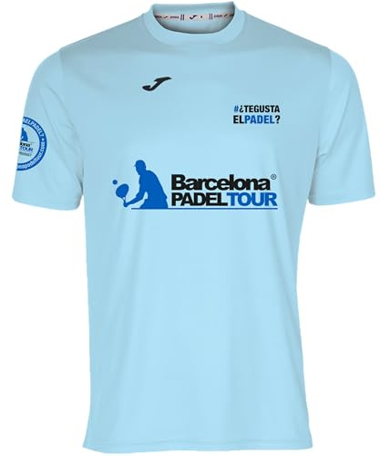Barcelona Padel Tour | T-Shirt Technique Manches Courtes Joma Te Gusta el pádel | Homme | Estampage Spécial Padel | Toucher Doux et Séchage Rapide | Vêtements de Sport | Céleste | S