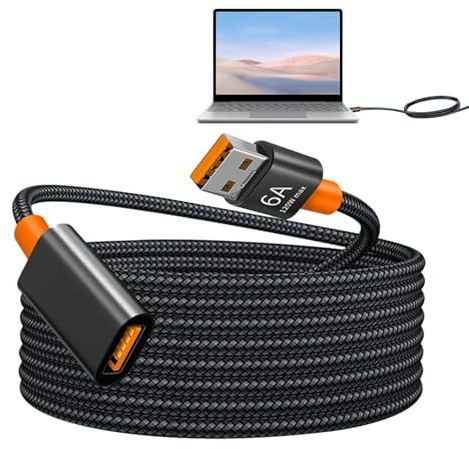 Cavo di prolunga USB 1/2 pz - Cavo di prolunga USB 3.0 | Cavo velocità trasferimento dati da 5 Gbps, cavo di prolunga durevole, compatibile con tastiera USB, cavo intrecciato in nylon per disco r