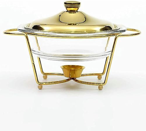 Chafing Dish Buffet Set, 2 QT Glass Finish Chafing Dish, Round Chafers with Fuel Holder and Lid for Buffet/Weddings/Parties/Banquets/Catering Events (Color : Silver)