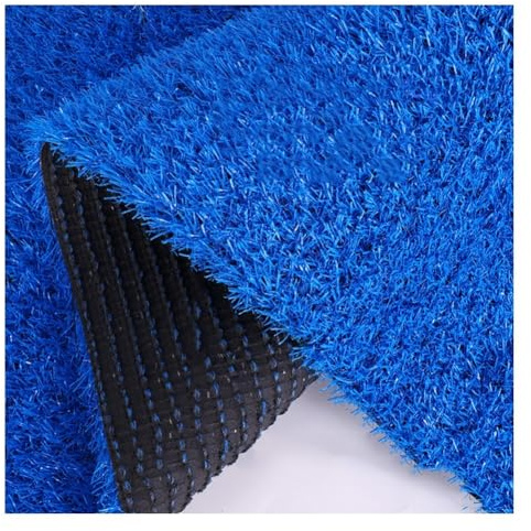Césped artificial para césped, alfombra de césped artificial de 3 cm de grosor, para interiores y exteriores, jardín, césped, paisaje con agujeros de drenaje, se puede cortar (color: azul, tamaño: 24
