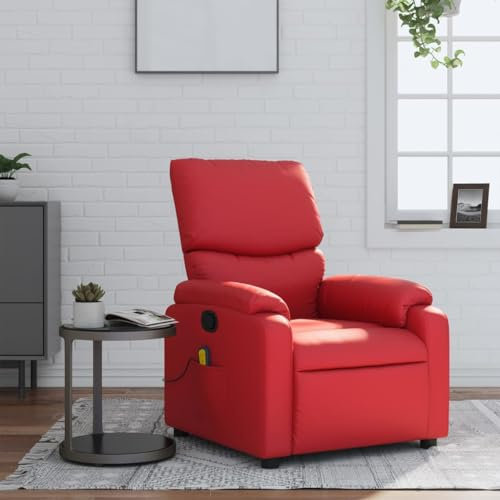 Homgoday Massagesessel Relaxsessel Fernsehsessel Ruhesessel mit Liegefunktion Liegesessel Sessel Verstellbare Rückenlehne TV Sessel, für Wohnzimmer Rot Kunstleder