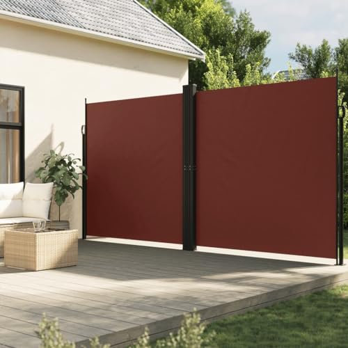 Gecheer Seitenmarkise Ausziehbar Markise Klemmmarkise,Garten-Sichtschutz Sonnenschutz Balkonmarkise Standmarkise Gartenmarkise Terrassenmarkise Gelenkarmmarkise Sonnenmarkise Braun 200x1000 cm