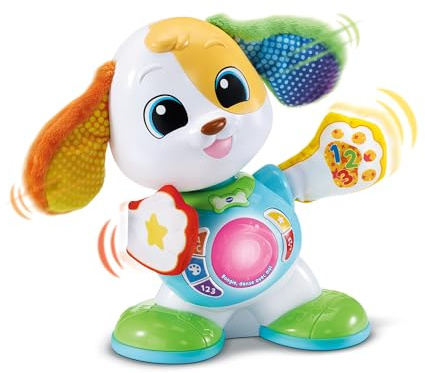 VTech - Boogie Danse avec Moi, Chien Robot Interactif Qui Danse et Chante, Jouet Bébé Lumineux et Musical, Jeu d'Éveil Éducatif, Cadeau Bébé Dès 9 Mois - Contenu en Français