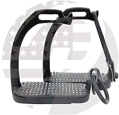 RIDING GEARS 10,2 cm / 10,25 cm / 12,1 cm / 12,7 cm schwarz matt Pfau Pferd Steigbügel schwarz Reiten Sicherheit Eisen Fillis Steigbügel für Erwachsene/Kinder (11,4 cm)
