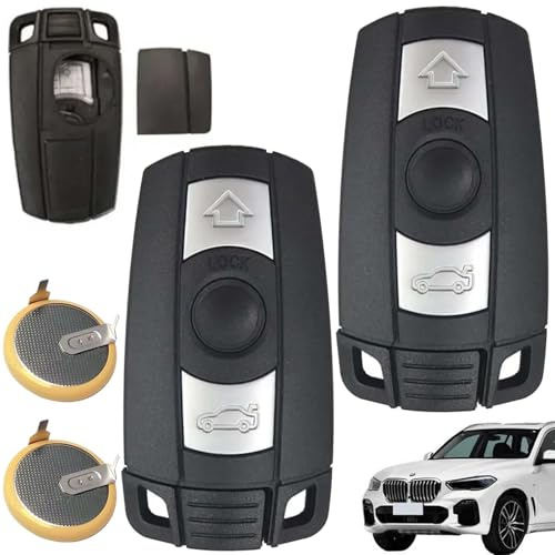 2 Stück Autoschlüssel Fernbedienung Gehäuse kompatibel mit 2x LIR2025 Batterie für BMW 1er 3er 5er 6er X1 X5 Fernbedienung