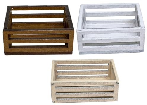 BCOATH Realistische Miniatur-holzkörbe Für Puppenhaus 3-teiliges Mini-aufbewahrungskorb-Set Für Die Dekoration Von Minihäusern