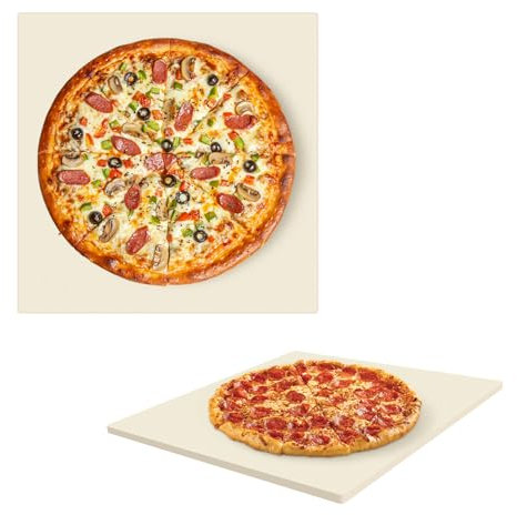 Buwico Pierre à pizza, rectangulaire, 30,5 cm, pour pizza, tarte flambée, baguette ou barbecue, accessoire multifonction pour four à pizza
