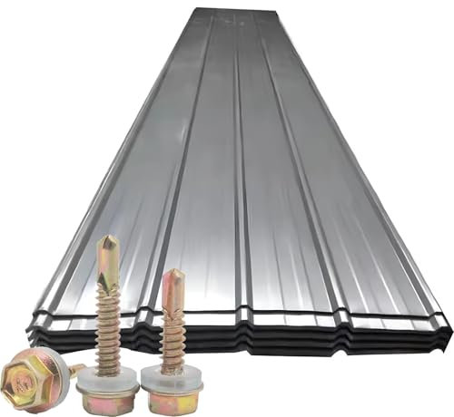 WJYWX Dachplatten, Dachziegel, Profilblech, Trapezblech, Dachblech, Blech, Wellblech, Werkzeugschuppen, pulverbeschichteter Stahl, grau (120 x 90 cm)