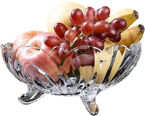 Muzrunq Trifle skål glasskål, 3D-blomma snidat glas fruktskål 20 x 9 cm klart glas fruktskål trippelskål dekorativa serveringsskålar för efterrättsfrukt sallad mellanmål