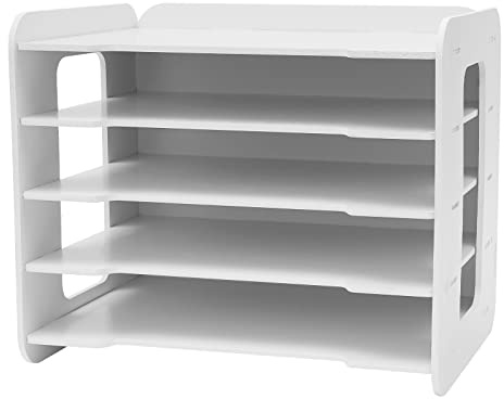 Schreibtisch Desk Büro Tisch Organizer Ablagefächer Stapelbar Schreibtischregal Organisation 5 Schichten Hohe Tragfähigkeit Geeignet für Schreibtische und Kredenzen