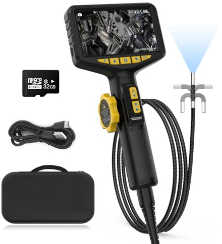 Borescopio articulado de 210°, cámaras de inspección industriales con Luces, 4,3 Pulgadas IPS HD Screen Video Inspection Scope for Automotive Aircraft Mechanics (SVB305)