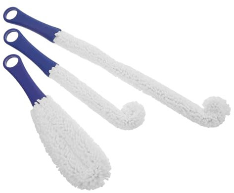 Veemoon 3pièces Brosse De Nettoyage Pour Carafe Verre à Vin Tasse Bouteille Anti-rayures Manche Confortable Outil De Lavage Flexible Propre