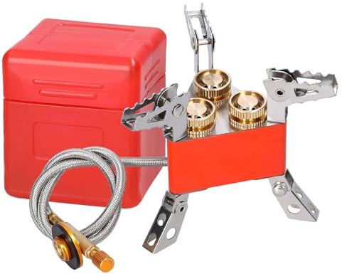 Tragbarer Campingofen, 6800W Hochleistungs Windschutz Gasbrenner, Kochofen im Freien mit Adapterwandler und Tragetasche für BBQ Picknick-Rucksack-Wanderwanderungs-Wanderer Travelli