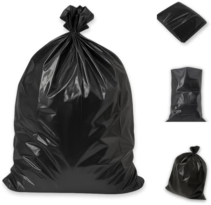 Wolf Polythene 200 Pack Flat Black Bin Bags – Bin Bags heavy duty 80 L, General Waste Strong Refuse Sacks for Home, Kitchen, Office & Restaurant (45 × 72 × 97 cm)